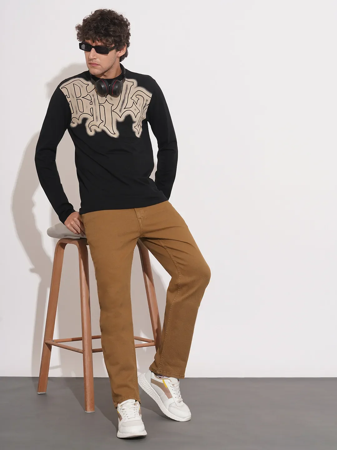 Brown Straight Fit Cotton Blend Men's Denims by Being Human Clothing - Image 4