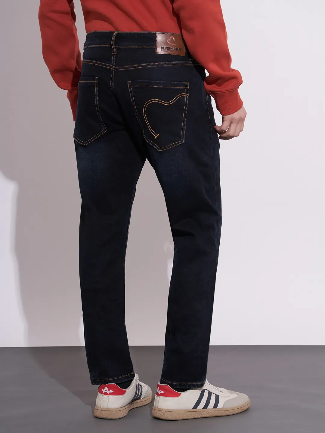 Dark Blue Slim Fit Denims For Men By Being Human Clothing - Image 4