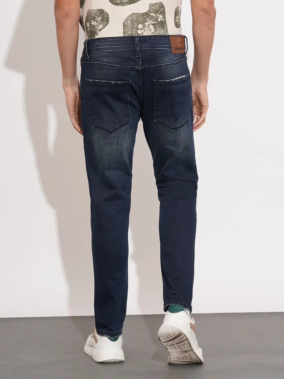Dark Blue Slim Fit Denims For Men By Being Human Clothing - Image 3
