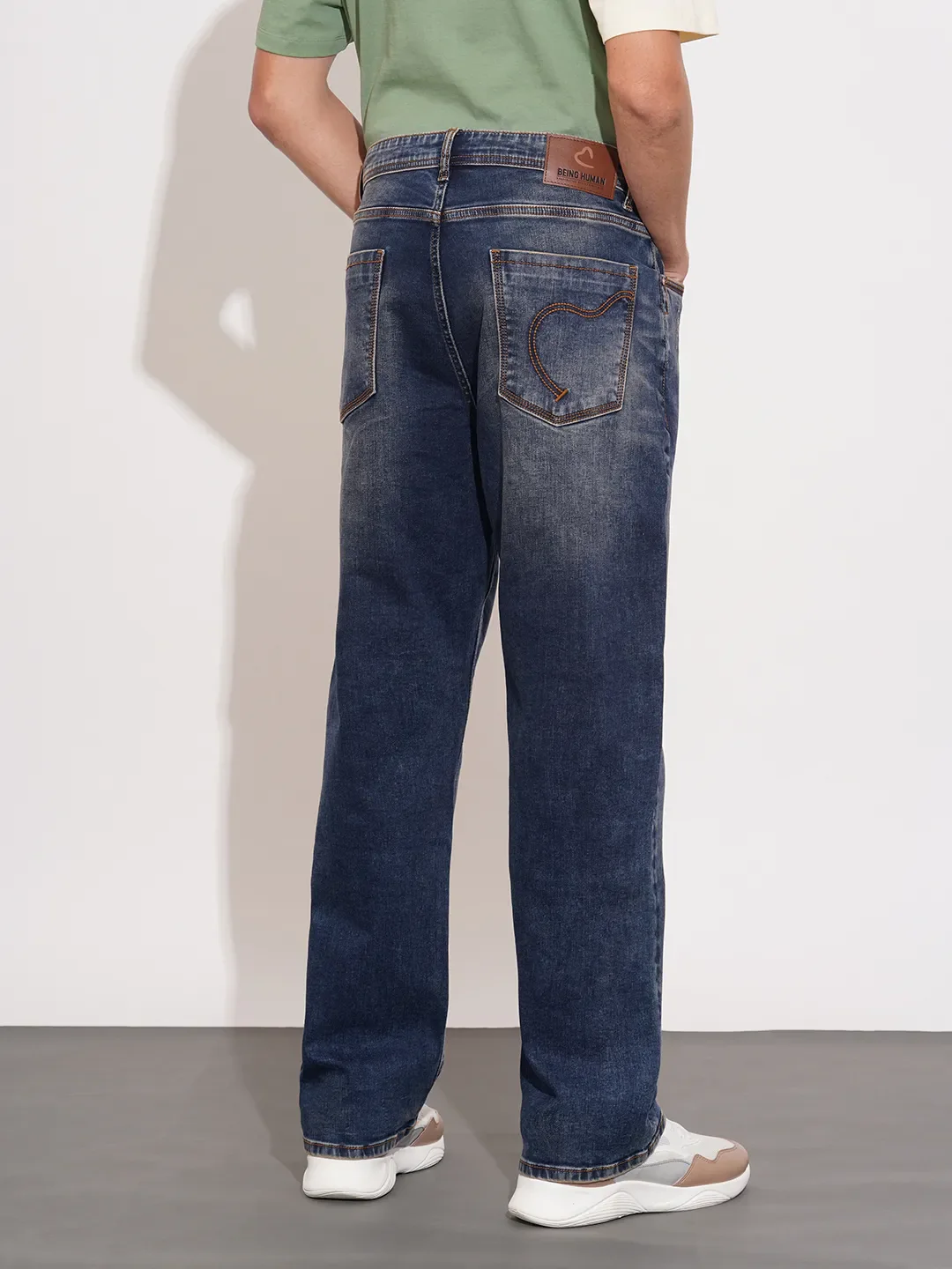 Blue Anti Fit Cotton Blend Men's Denims by Being Human Clothing - Image 3