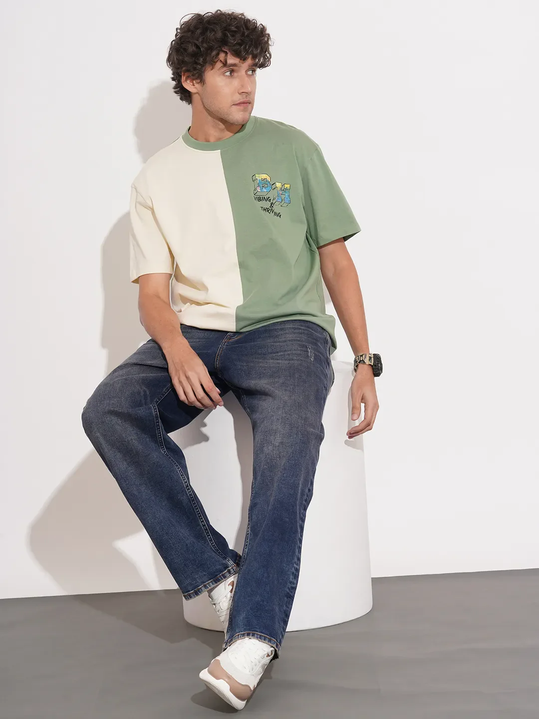 Blue Anti Fit Cotton Blend Men's Denims by Being Human Clothing - Image 4