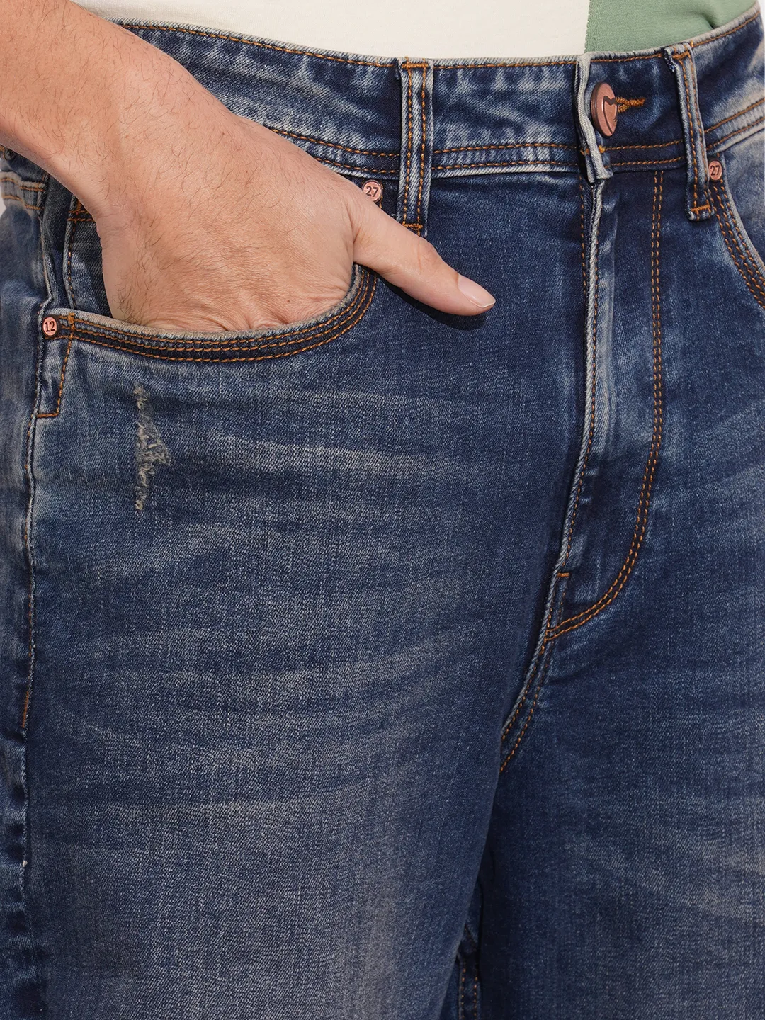 Blue Anti Fit Cotton Blend Men's Denims by Being Human Clothing - Image 5