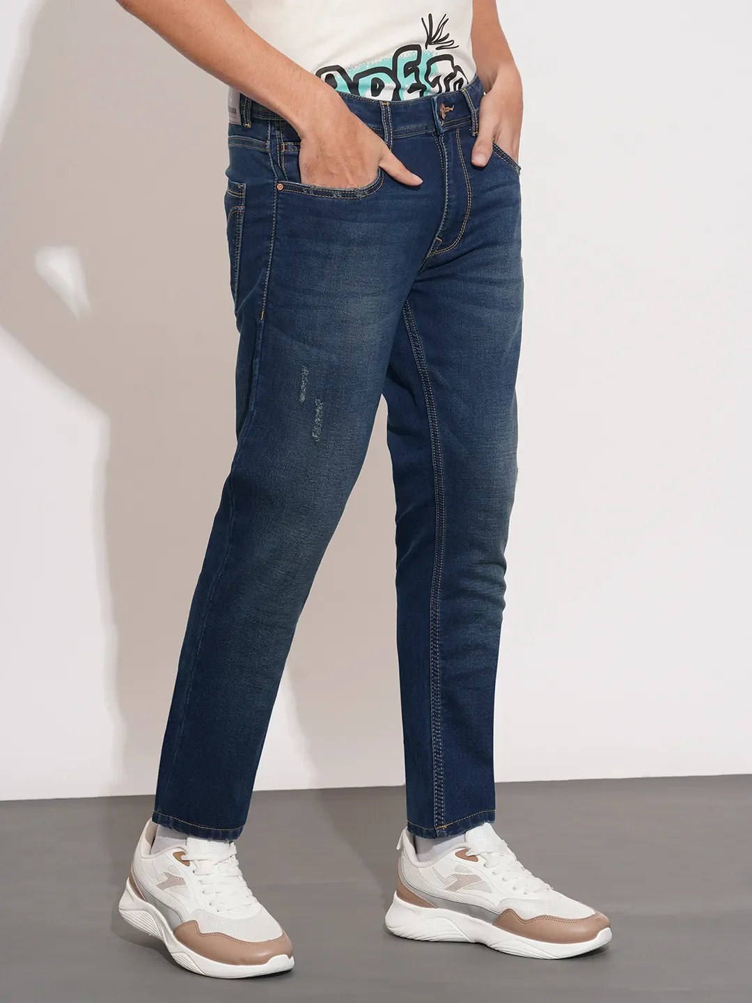 Dark Blue Boot Cut Fit Denims For Men By Being Human Clothing - Image 2