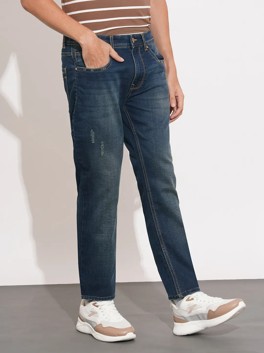 Dark Blue Slim Fit Denims For Men By Being Human Clothing - Image 2