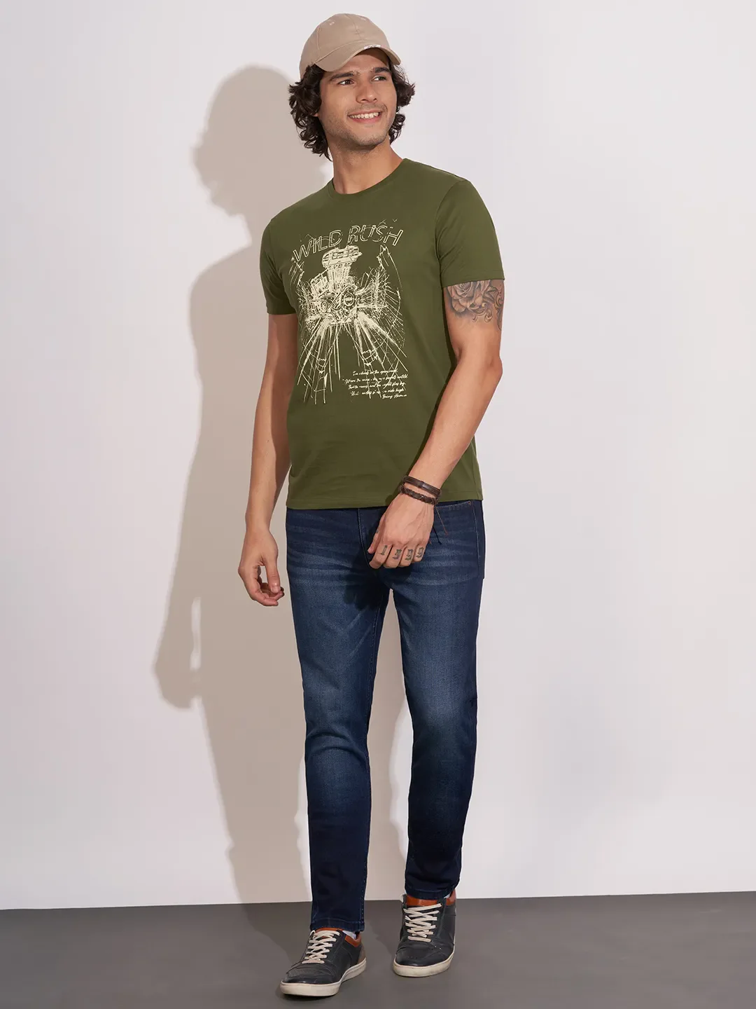Dark Blue Straight Fit Denims For Men By Being Human Clothing - Image 4