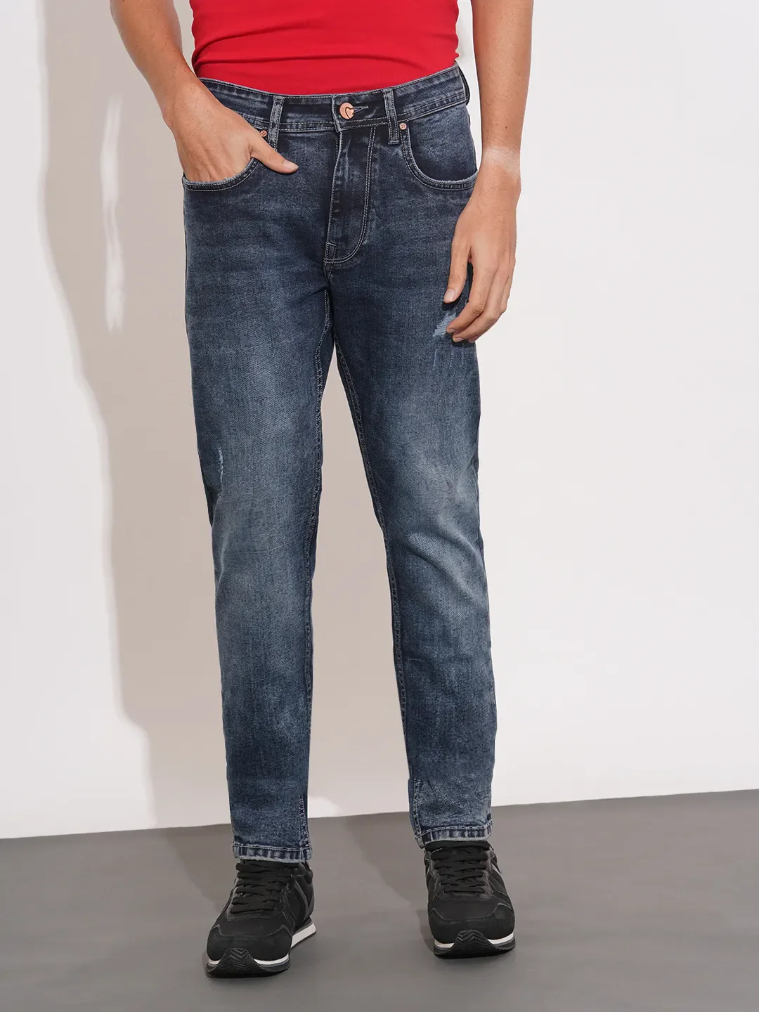 Dark Blue Skinny Fit Denims For Men By Being Human Clothing