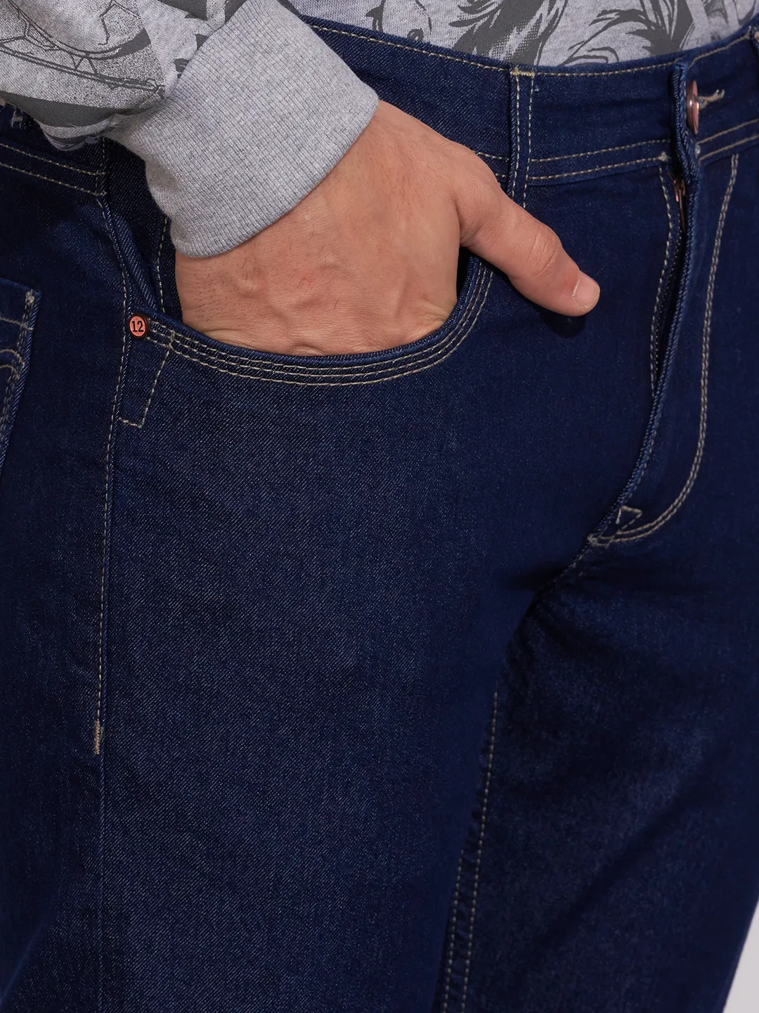 Dark Blue Cropped Fit Denims For Men By Being Human Clothing - Image 5