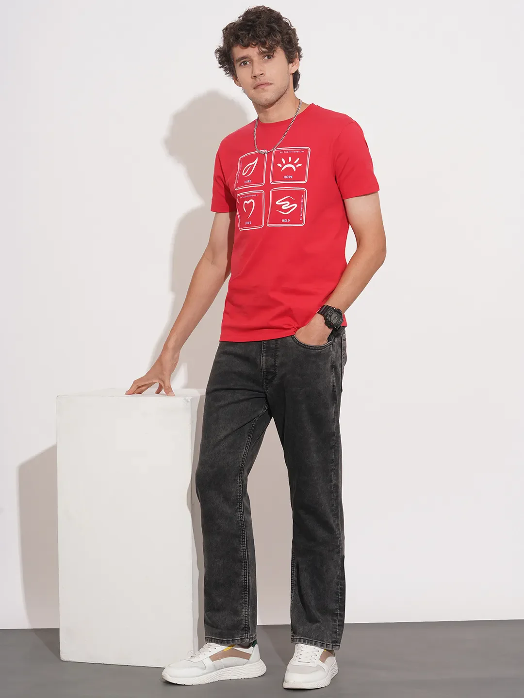 Grey Straight Fit Cotton Blend Men's Denims by Being Human Clothing - Image 4