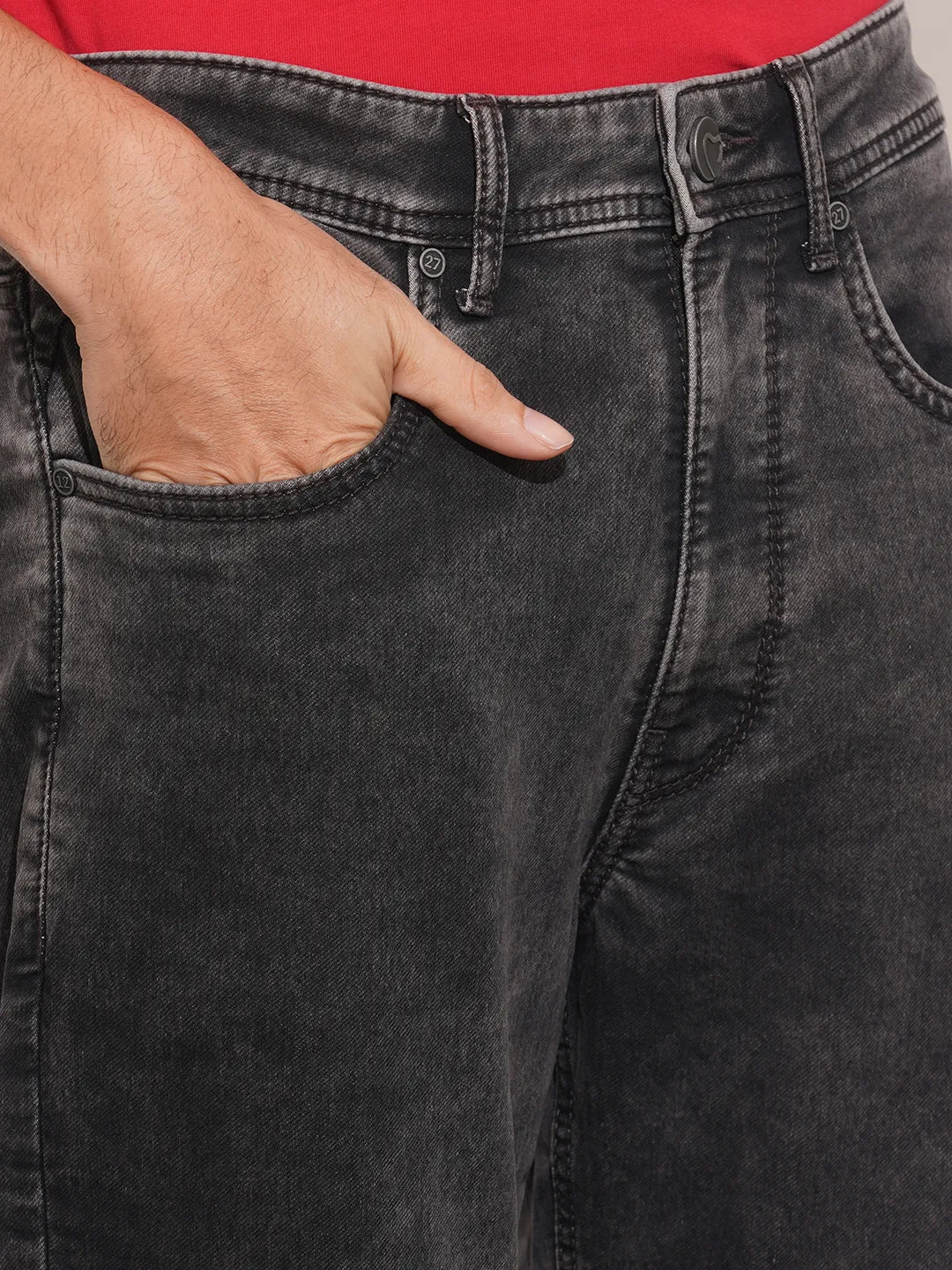 Grey Straight Fit Cotton Blend Men's Denims by Being Human Clothing - Image 5