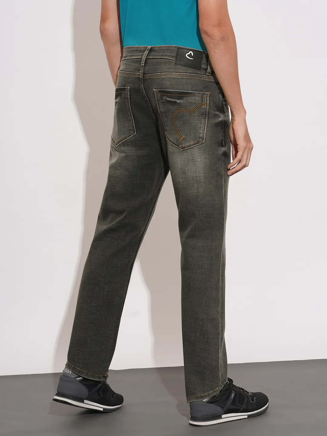 Grey Straight Fit Denims For Men By Being Human Clothing - Image 3