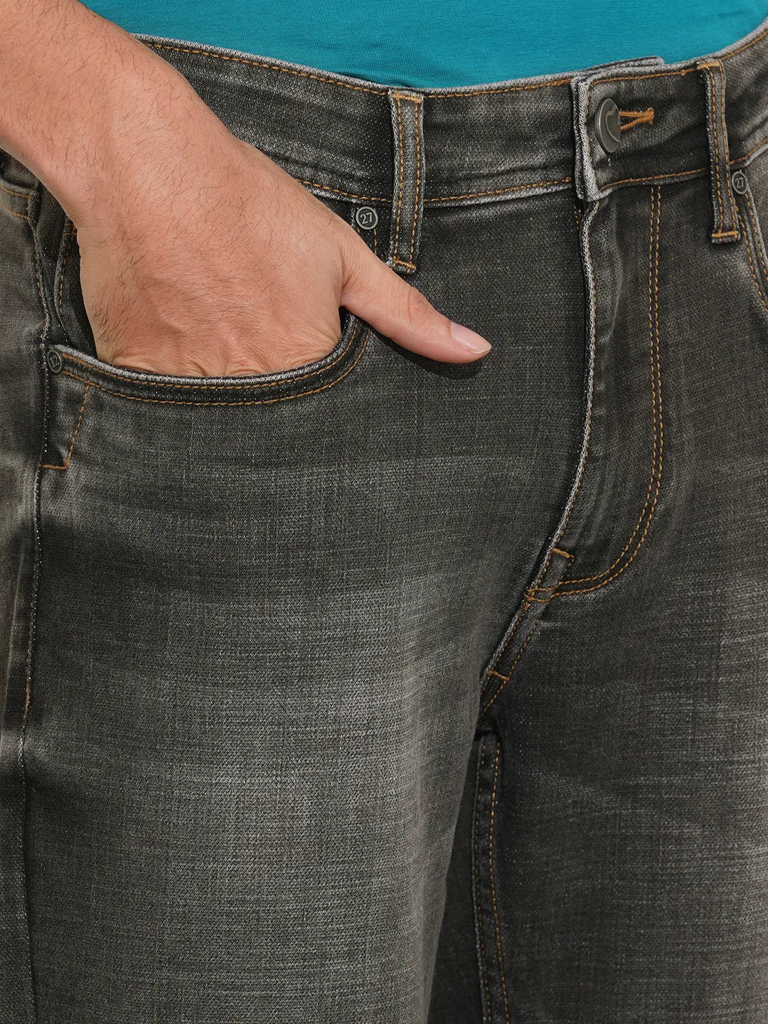 Grey Straight Fit Denims For Men By Being Human Clothing - Image 5