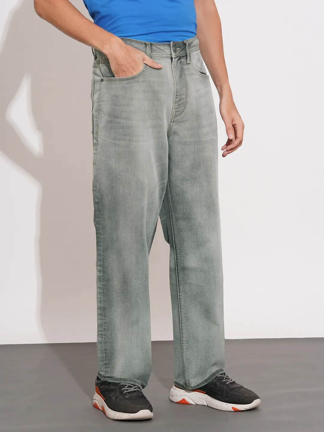 Grey Anti Fit Denims For Men By Being Human Clothing - Image 2