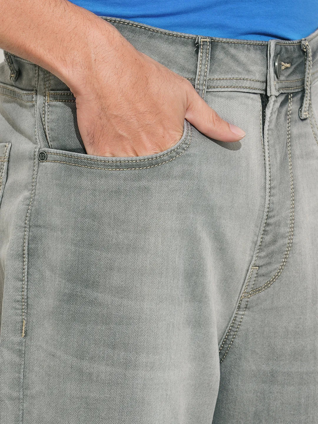 Grey Anti Fit Denims For Men By Being Human Clothing - Image 5