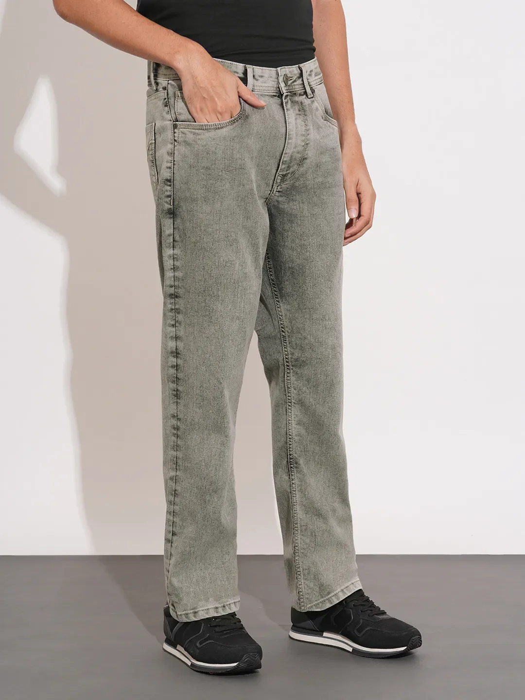 Grey Boot Cut Fit Denims For Men By Being Human Clothing - Image 2