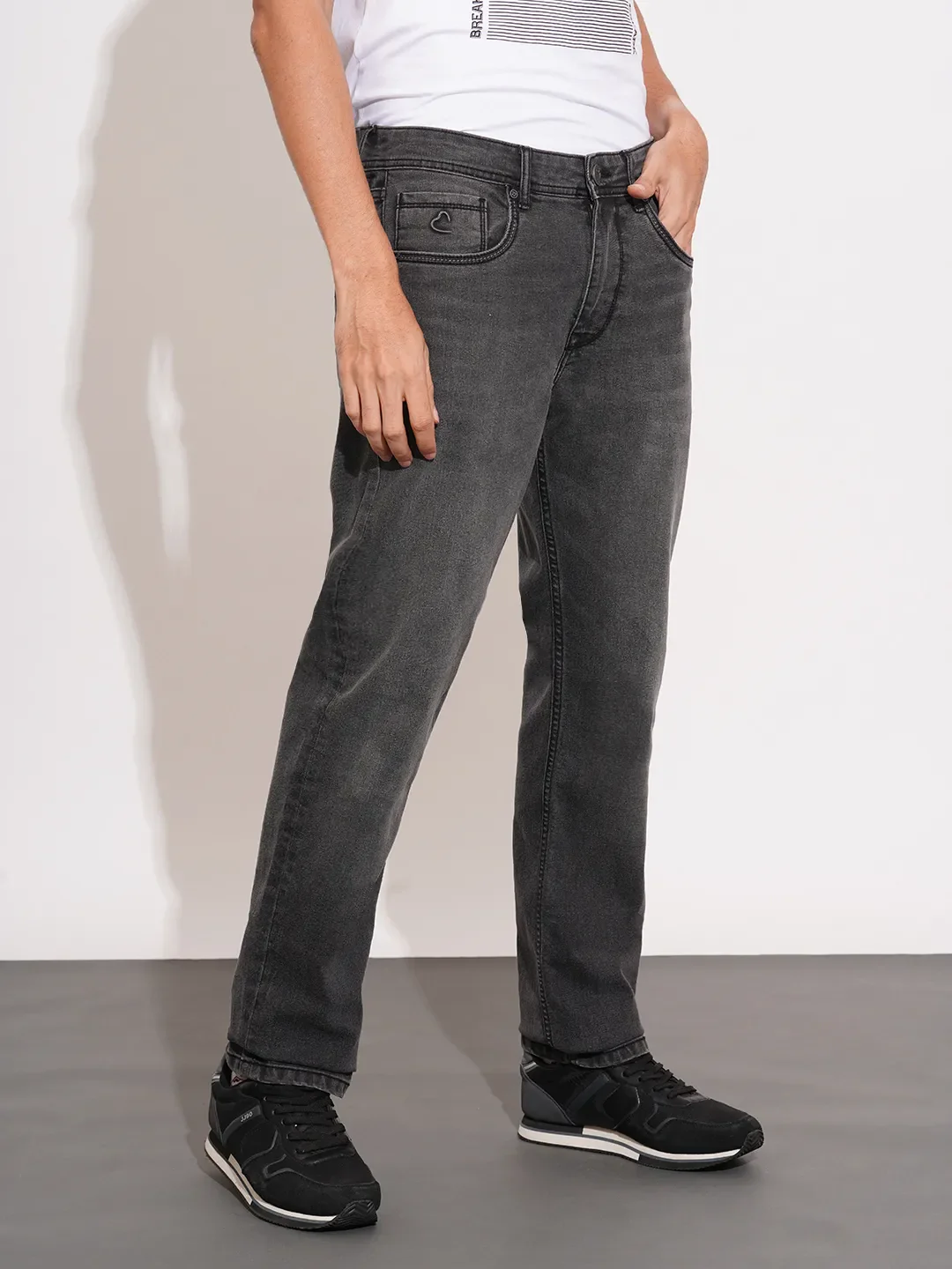 Grey Straight Fit Denims For Men By Being Human Clothing - Image 2