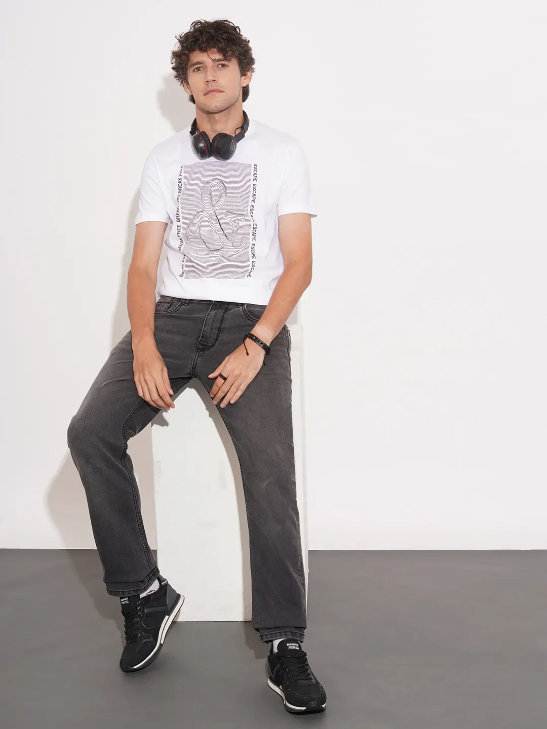 Grey Straight Fit Denims For Men By Being Human Clothing - Image 4