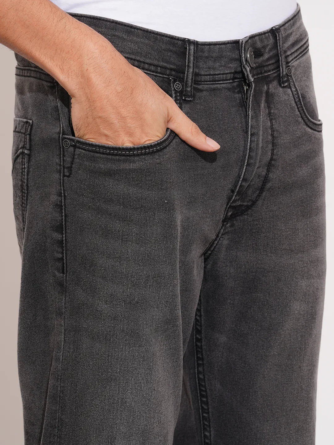 Grey Straight Fit Denims For Men By Being Human Clothing - Image 5
