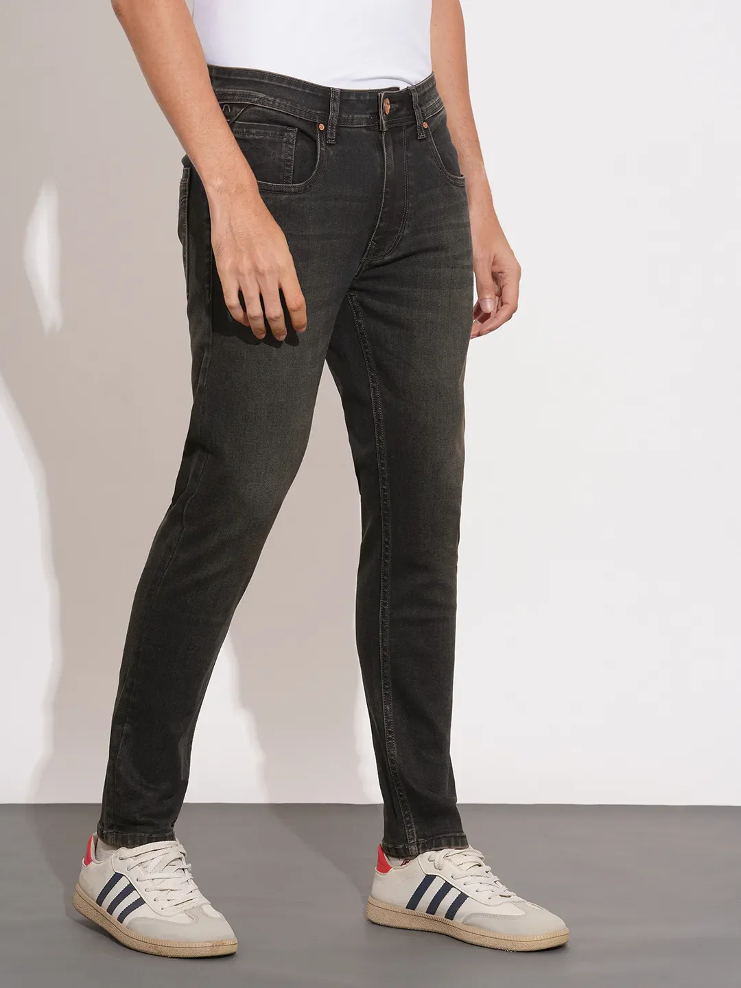 Grey Cropped Fit Denims For Men By Being Human Clothing - Image 2