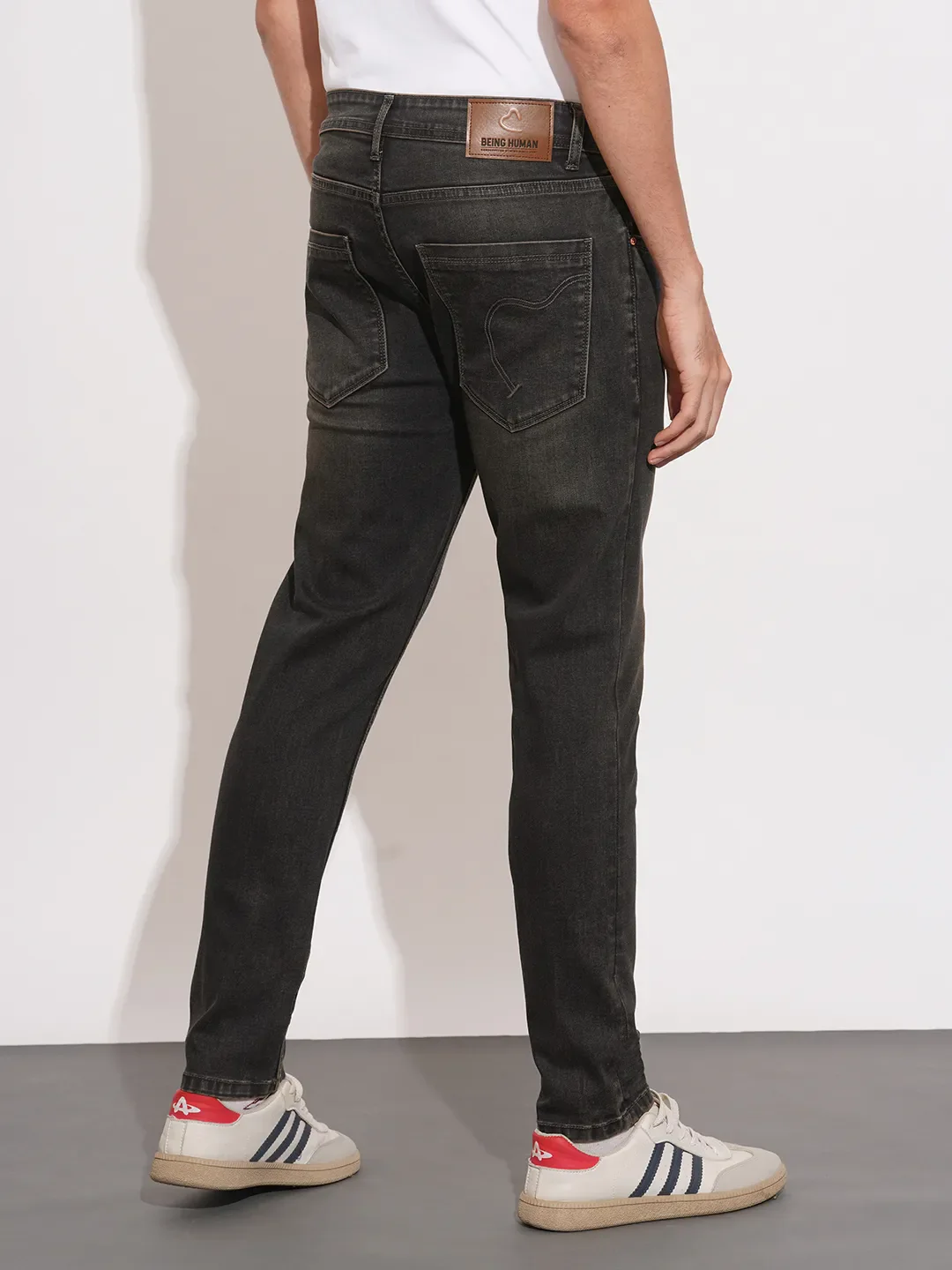 Grey Cropped Fit Denims For Men By Being Human Clothing - Image 3