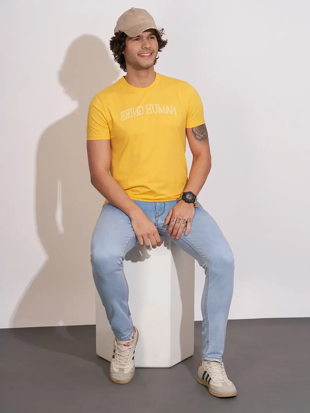 Light Blue Cropped Fit Denims For Men By Being Human Clothing - Image 4