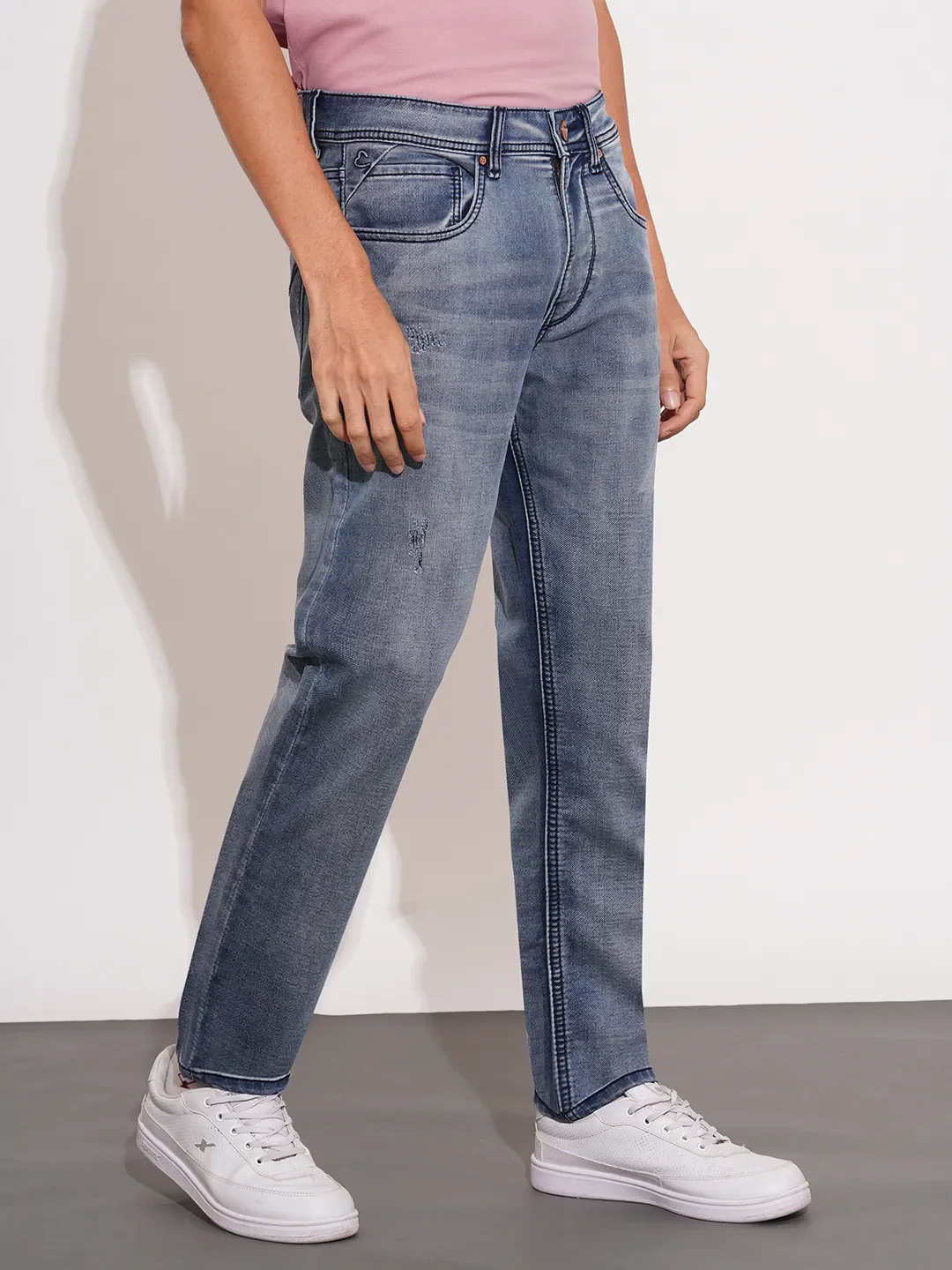 Light Blue Boot Cut Fit Denims For Men By Being Human Clothing - Image 2