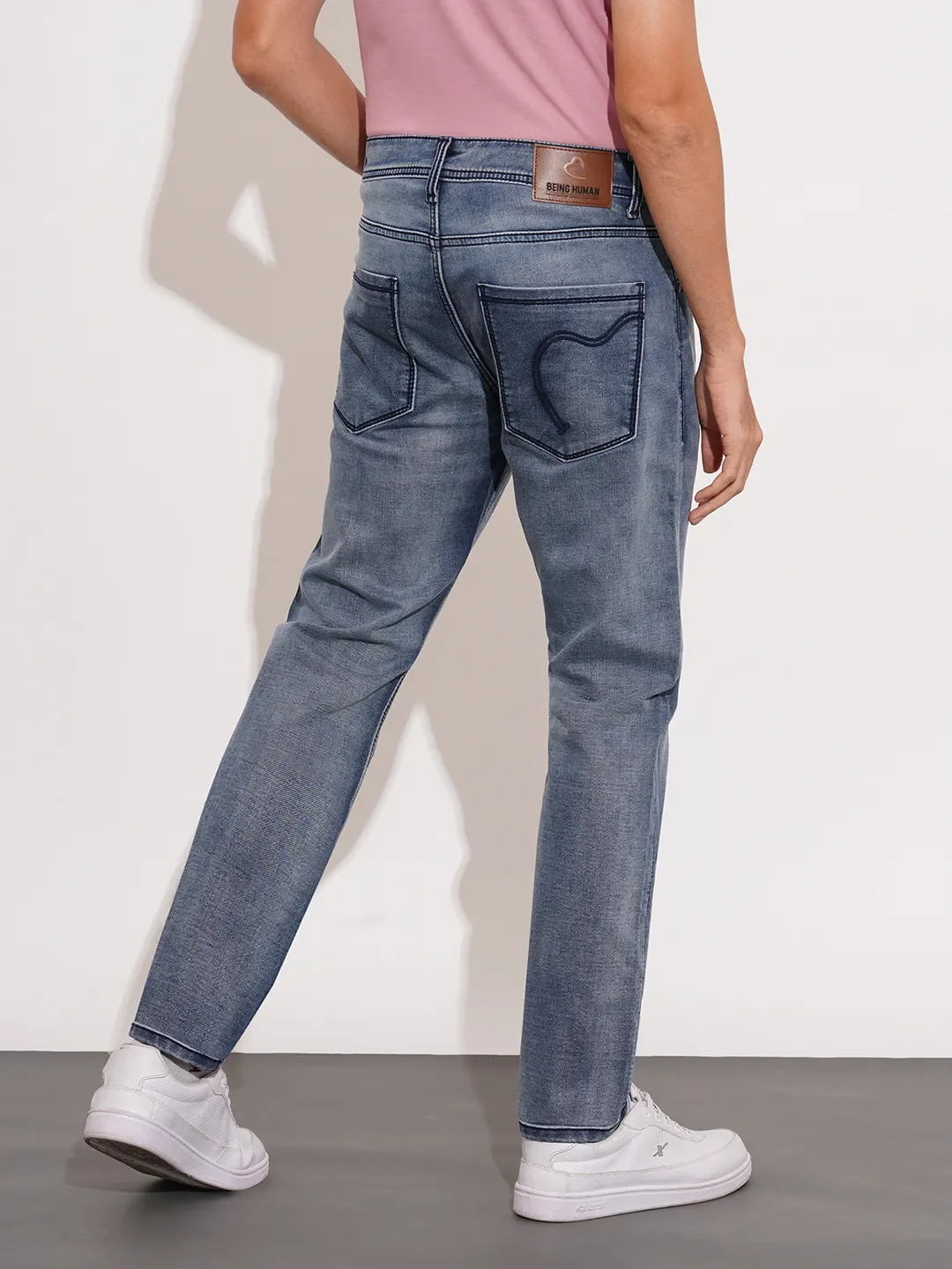 Light Blue Boot Cut Fit Denims For Men By Being Human Clothing - Image 3