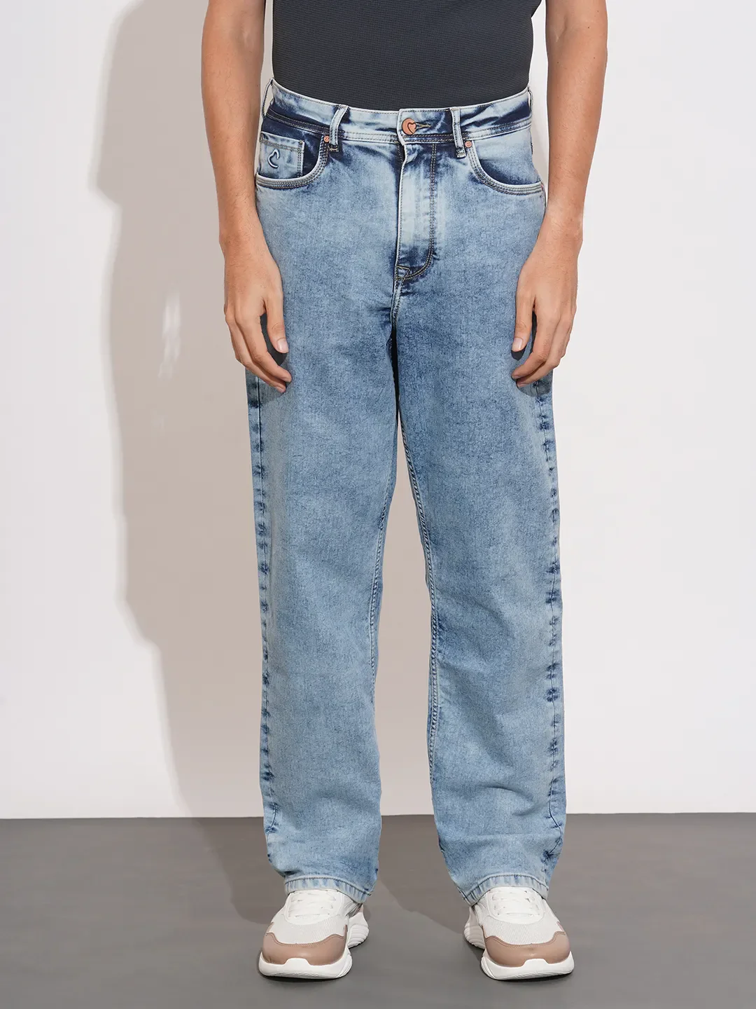 Light Blue Anti Fit Denims For Men By Being Human Clothing