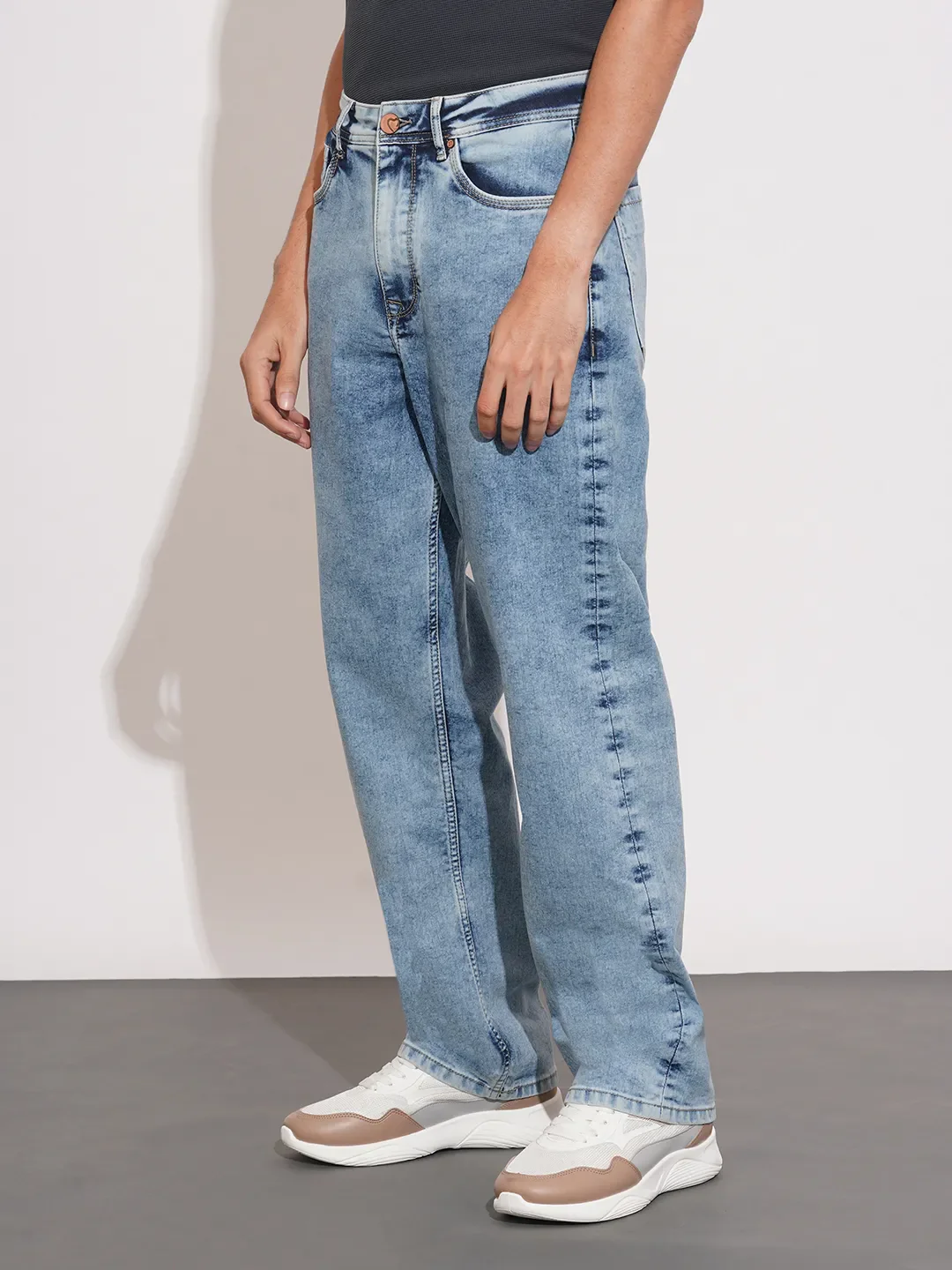 Light Blue Anti Fit Denims For Men By Being Human Clothing - Image 2