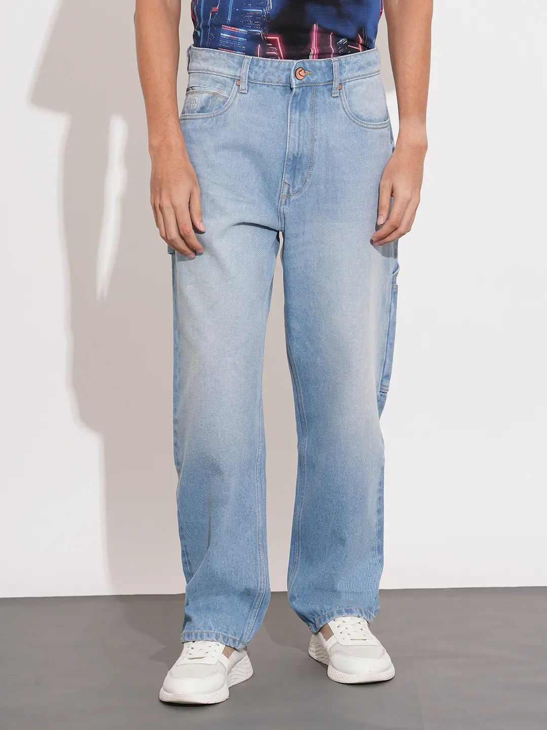 Light Blue Anti Fit Denims For Men By Being Human Clothing