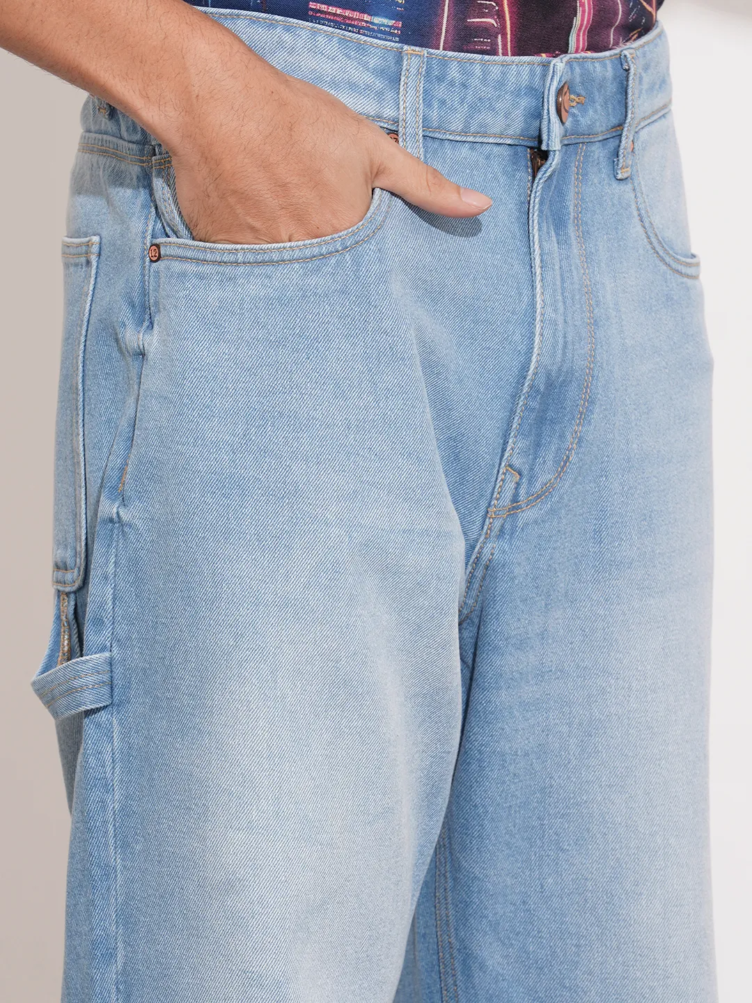 Light Blue Anti Fit Denims For Men By Being Human Clothing - Image 5