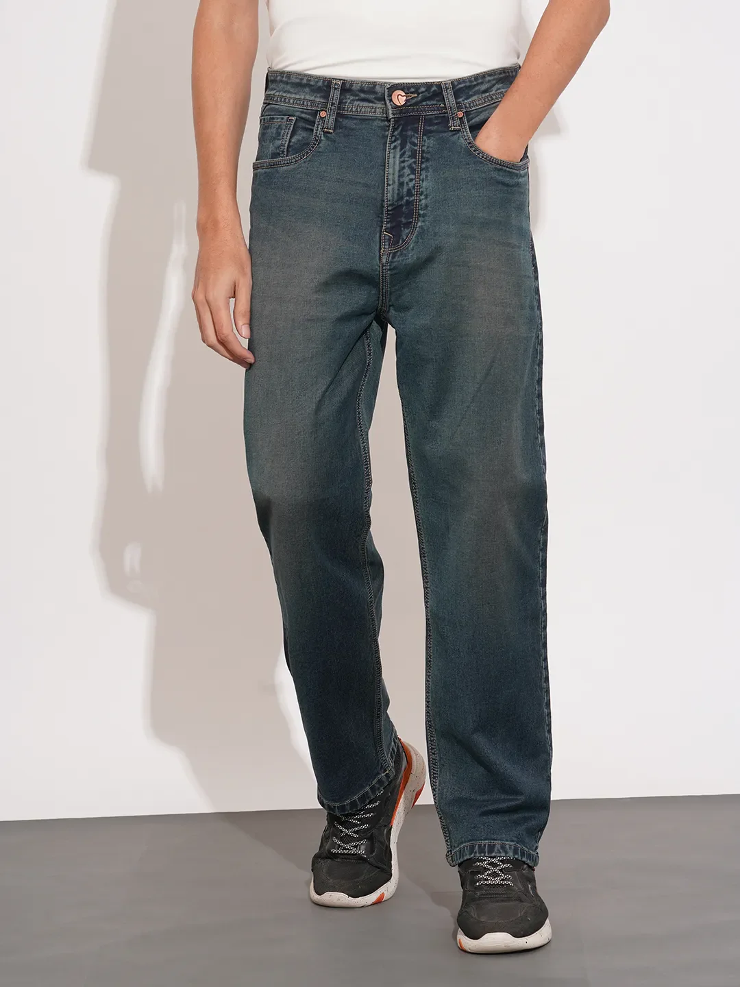 Blue Anti Fit Denims For Men By Being Human Clothing