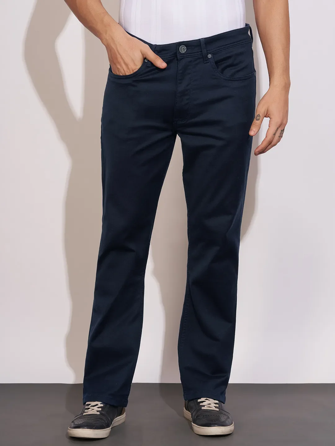Blue Boot Cut Fit Cotton Blend Men's Denims by Being Human Clothing