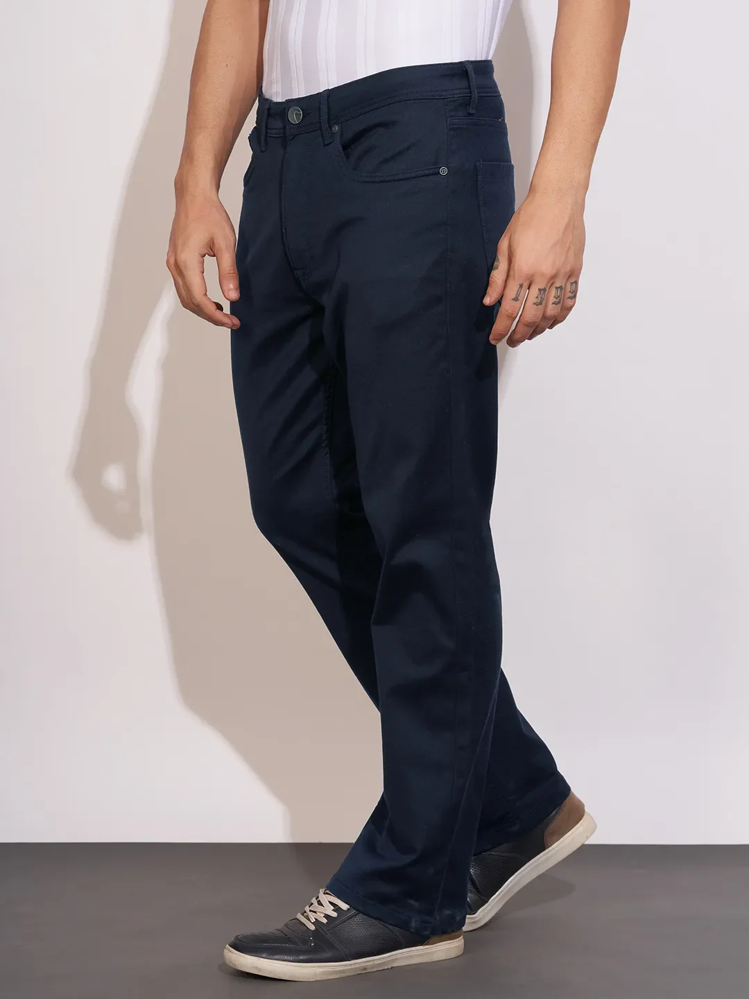 Blue Boot Cut Fit Cotton Blend Men's Denims by Being Human Clothing - Image 2