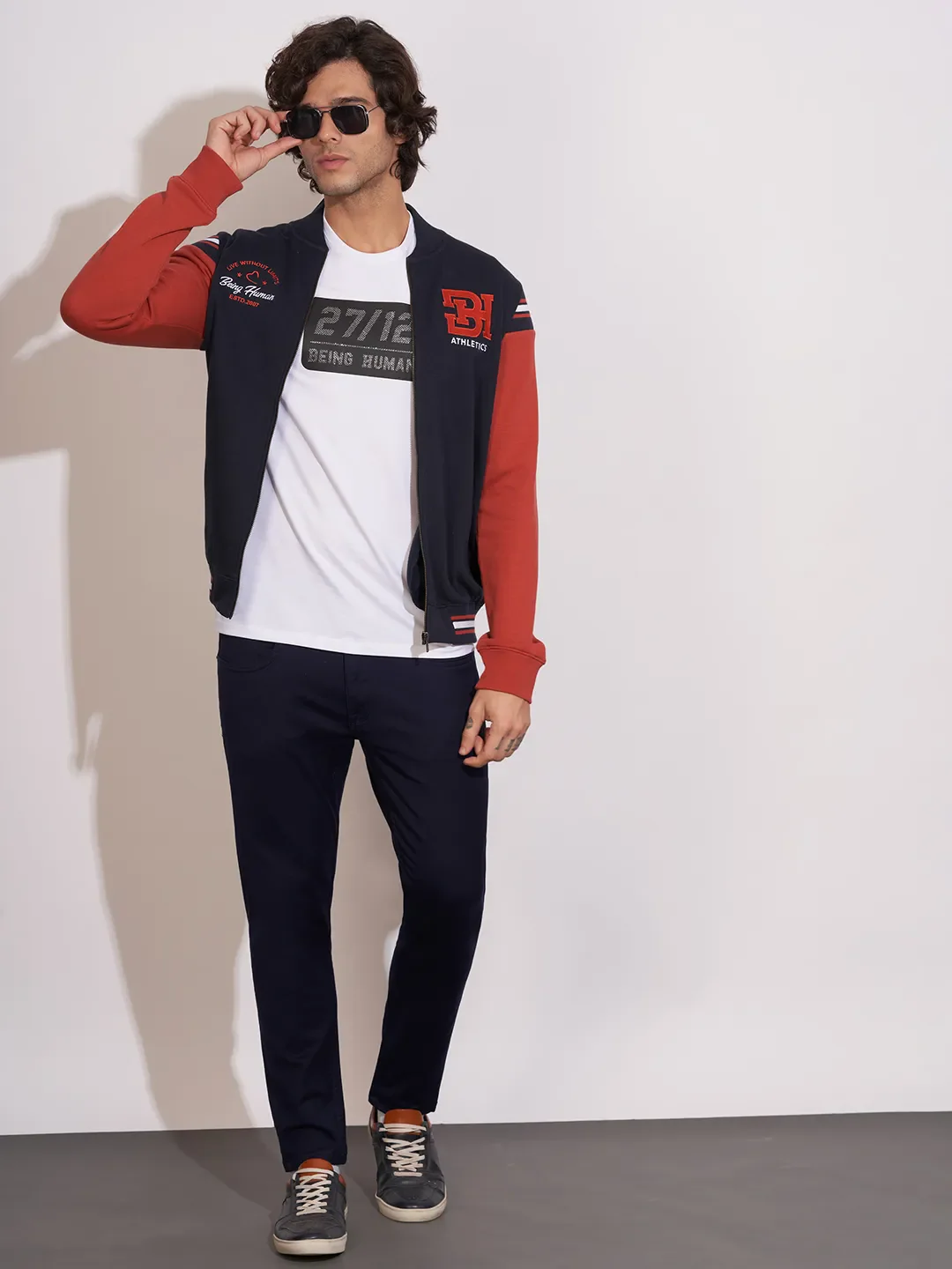Navy Cropped Fit Denims For Men By Being Human Clothing - Image 4