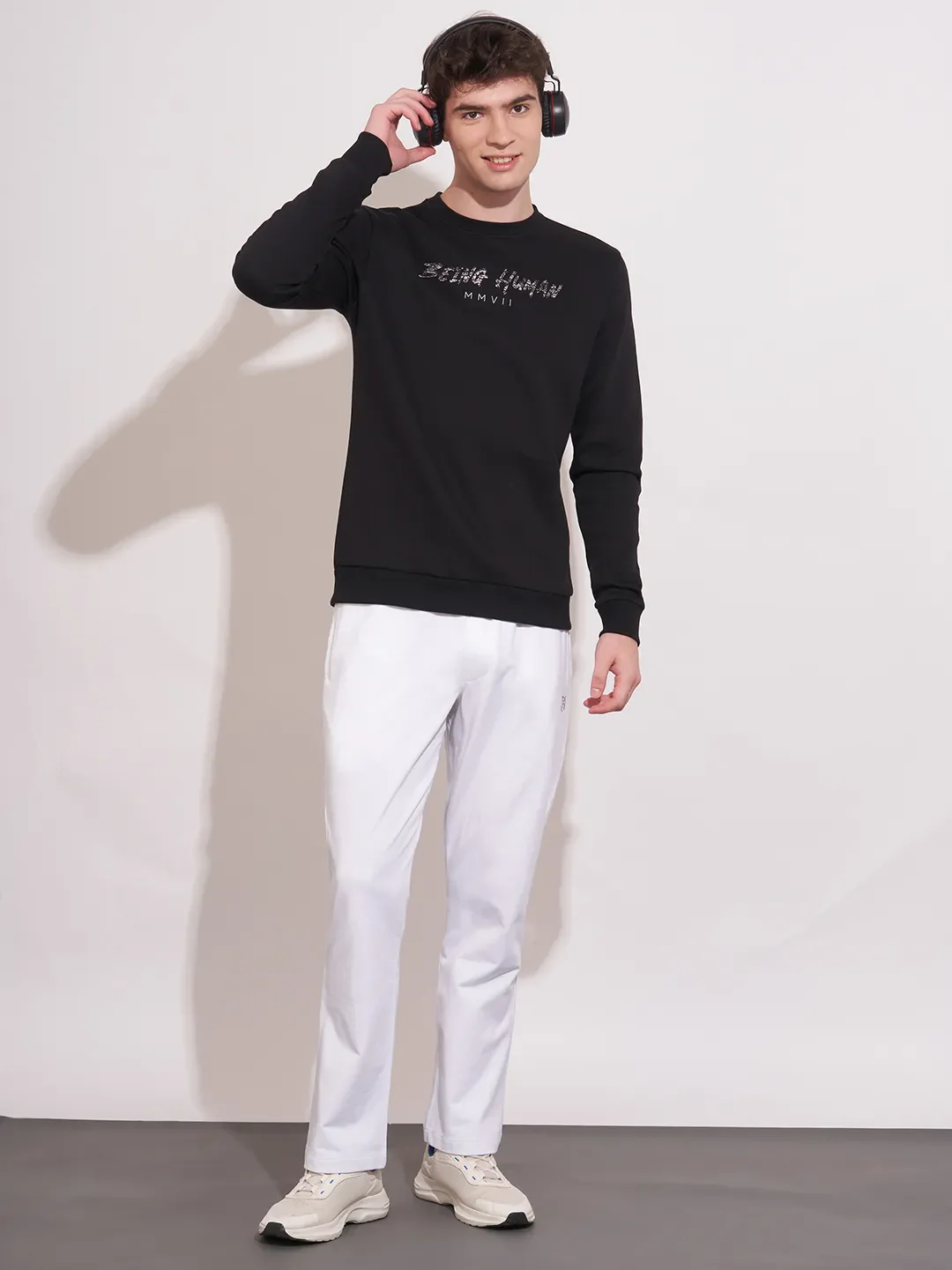 White Regular Fit Track Pants For Men By Being Human Clothing - Image 4