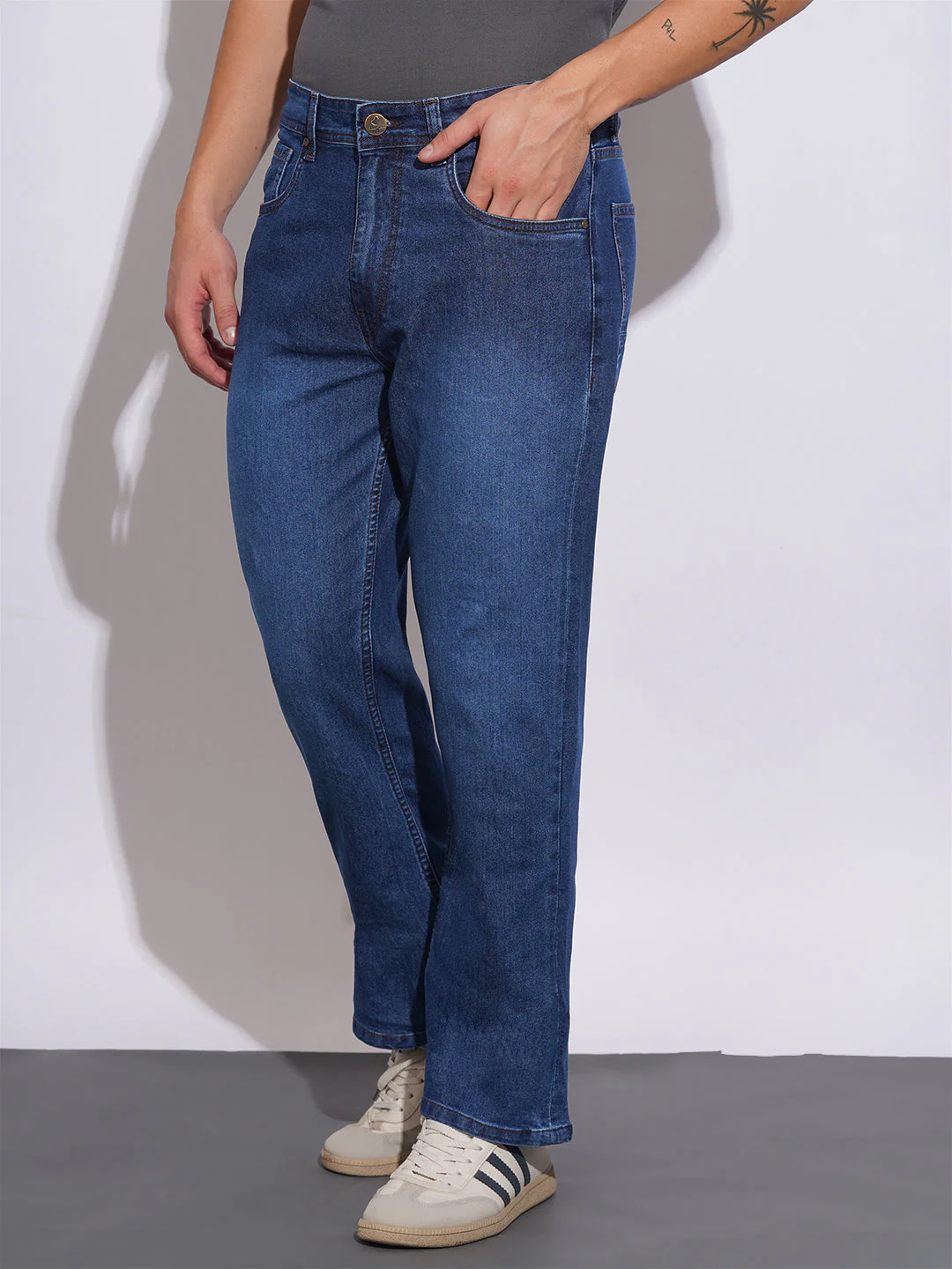 Mid Tone Boot Cut Fit Jeans for Men by Being Human Clothing - Image 2