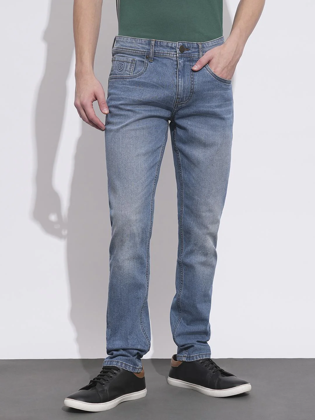 Mid Tone Slim Fit Denims for Men by Being Human Clothing