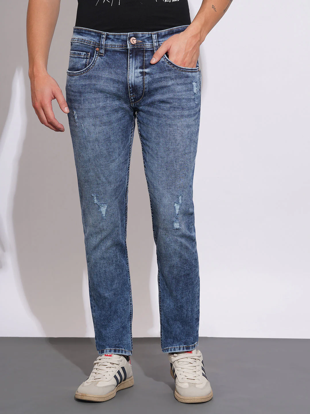 Mid Tone Slim Fit Jeans for Men by Being Human Clothing