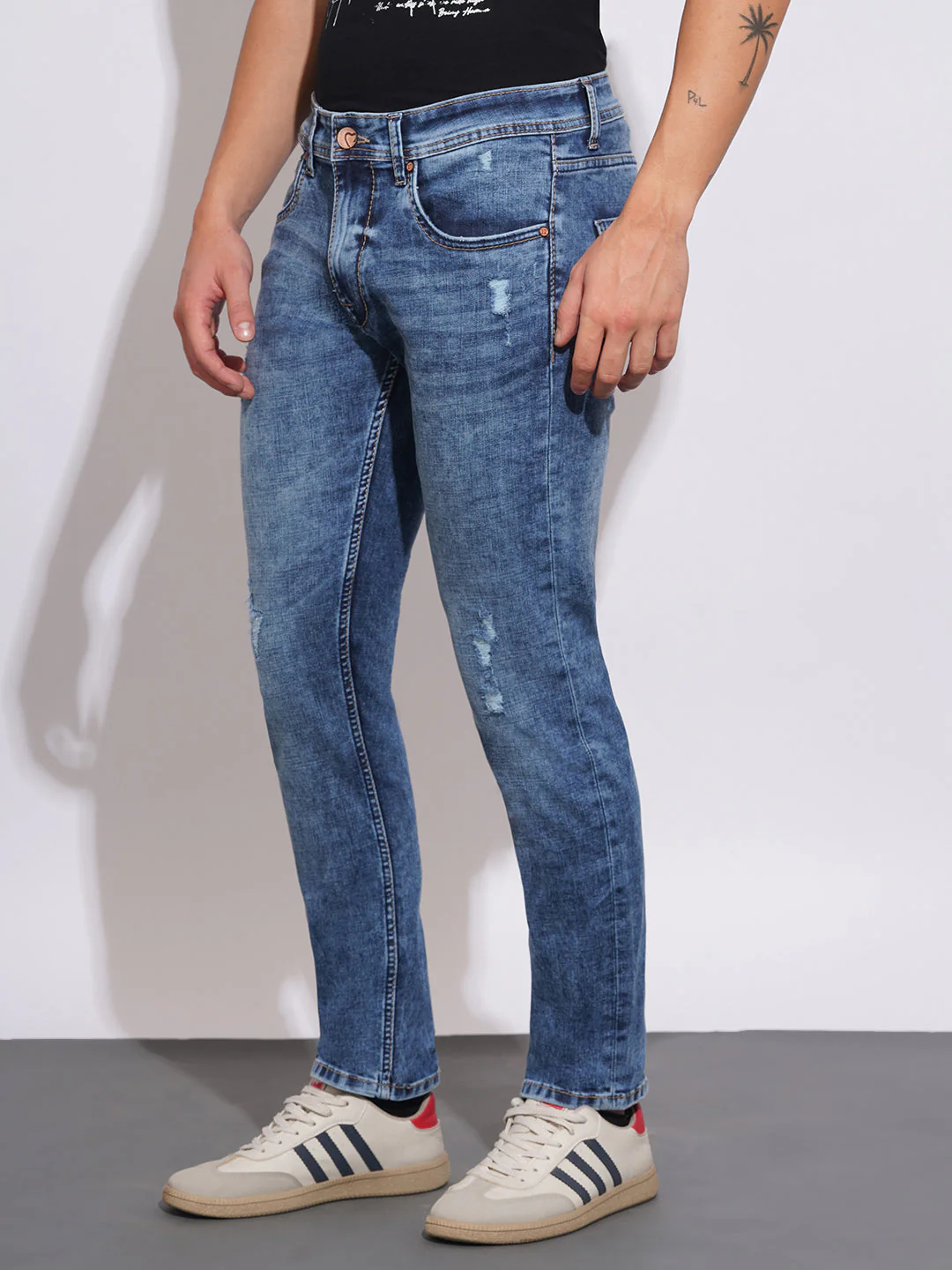 Mid Tone Slim Fit Jeans for Men by Being Human Clothing - Image 2