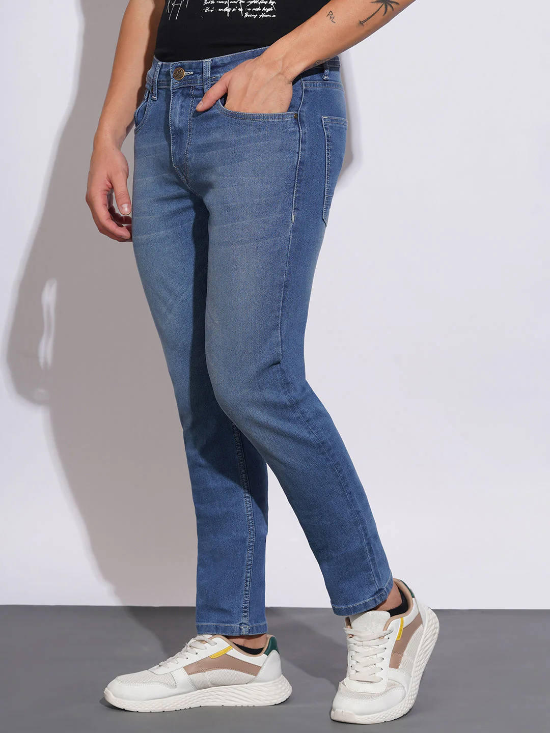 Mid Tone Slim Fit Jeans for Men by Being Human Clothing - Image 2