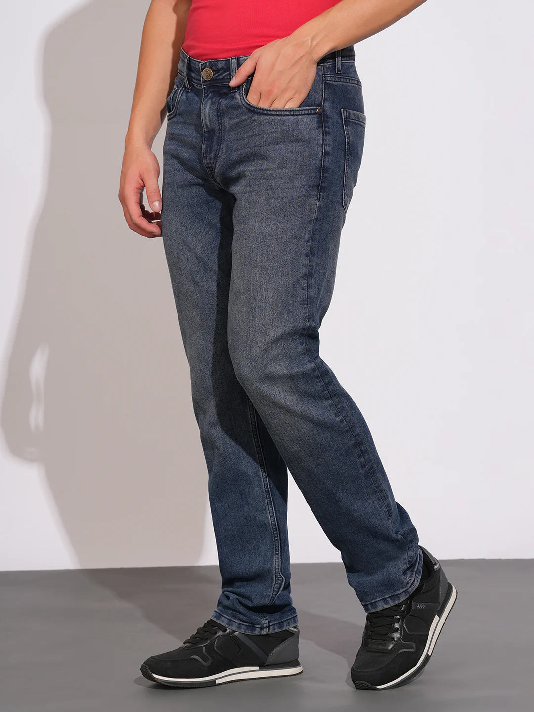 Mid Tone Straight Fit Denims for Men by Being Human Clothing - Image 2