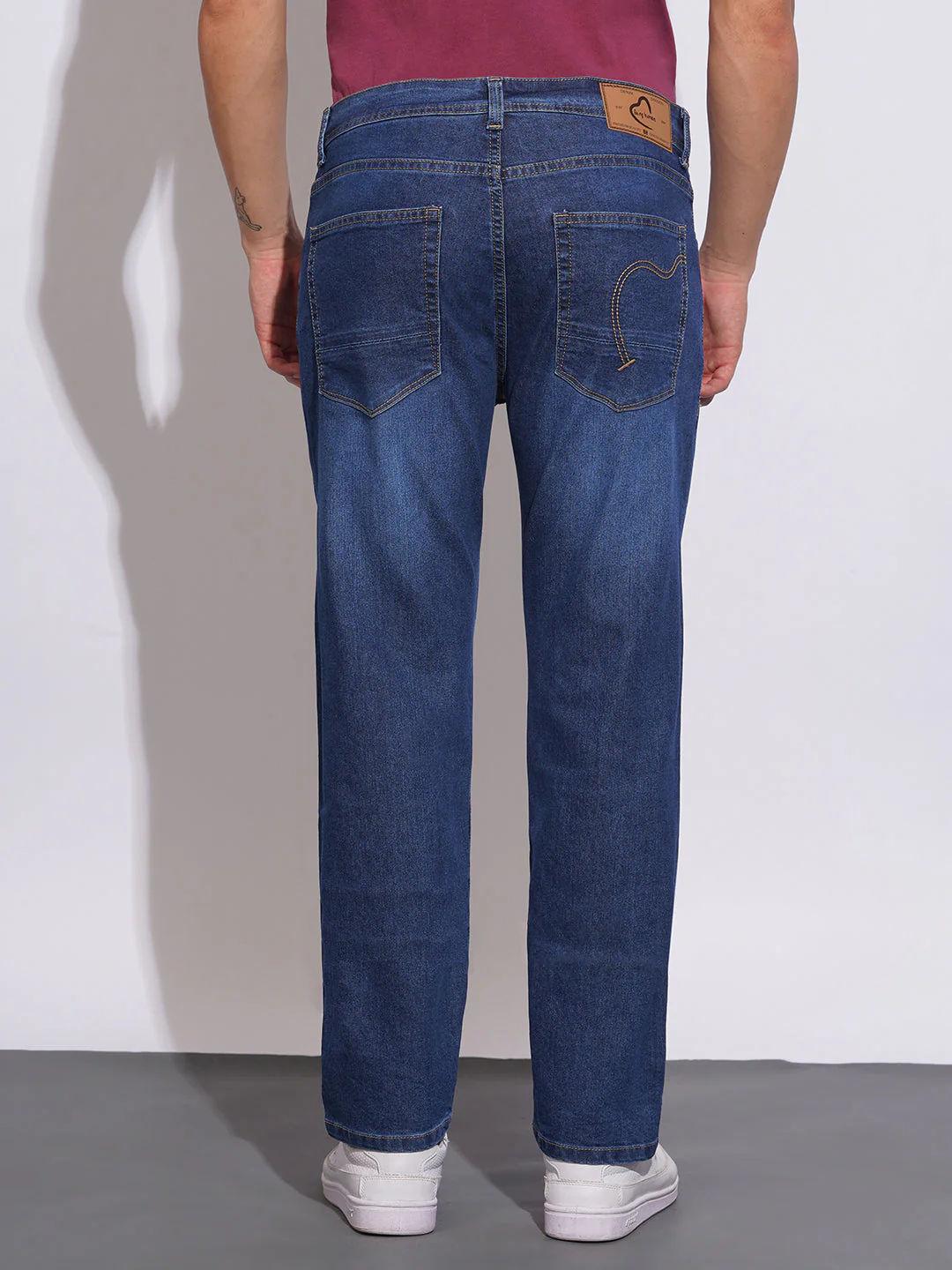 Mid Tone Straight Fit Jeans for Men by Being Human Clothing - Image 3