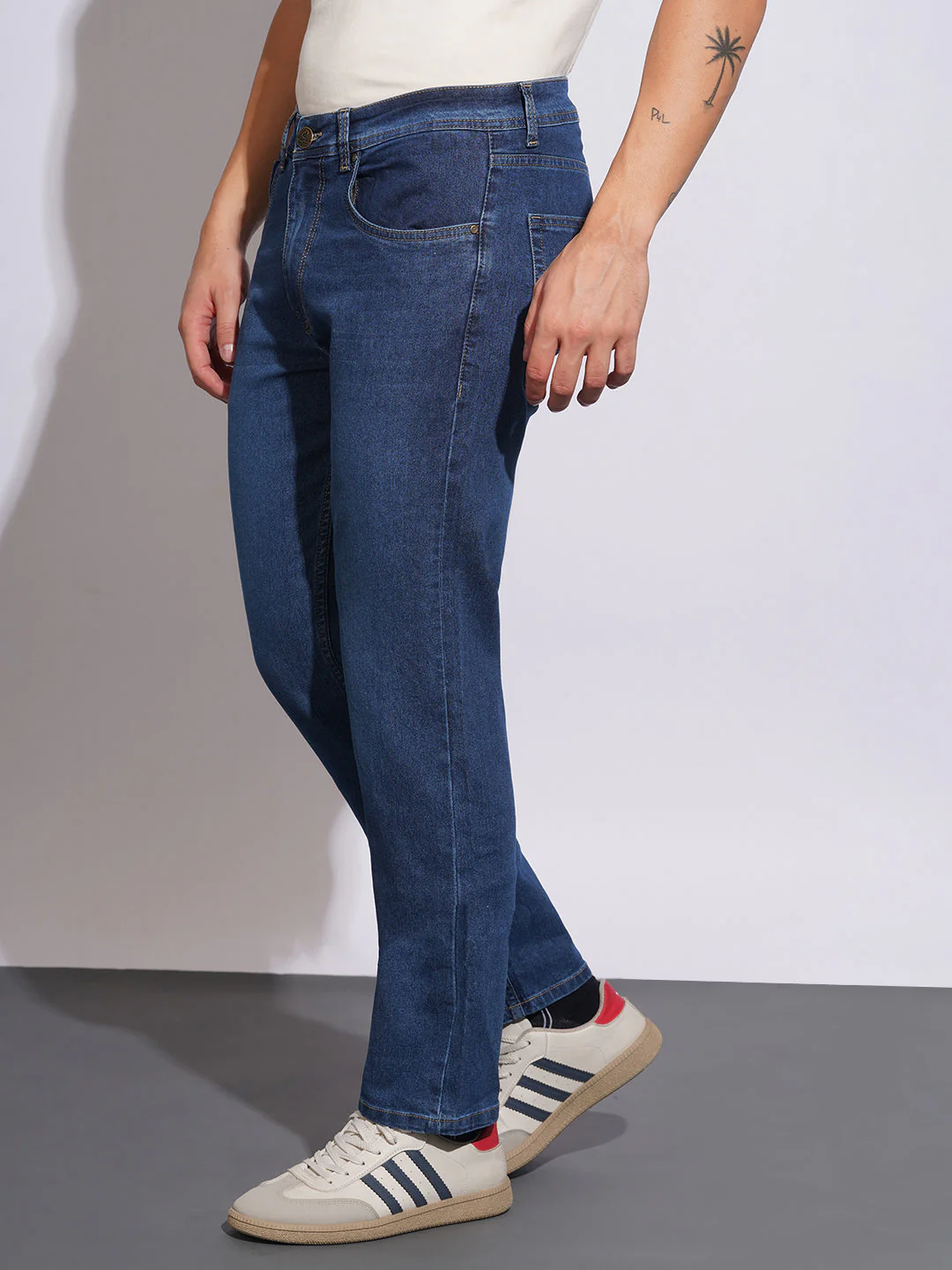 Mid Tone Straight Fit Jeans for Men by Being Human Clothing - Image 2