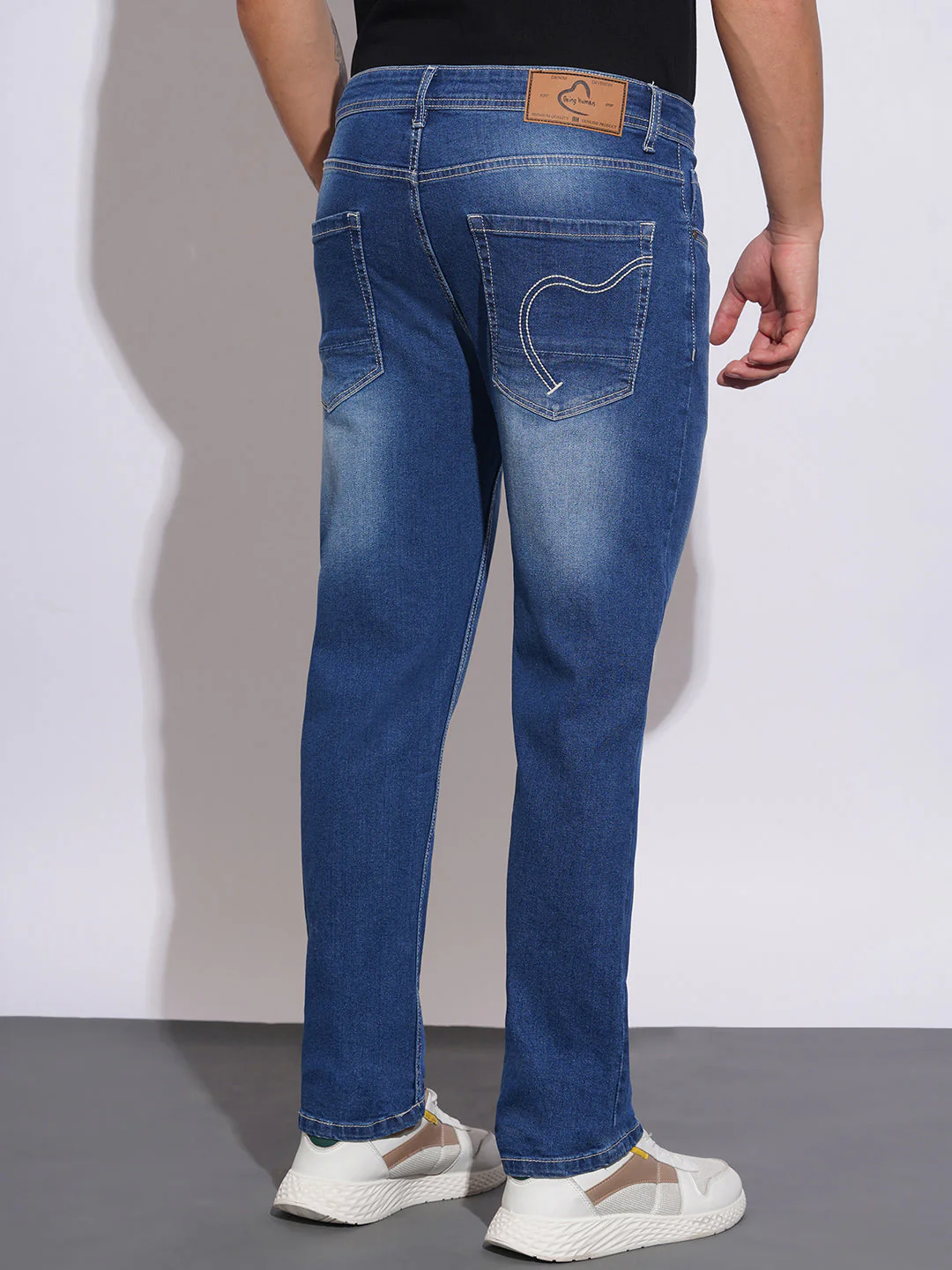 Mid Tone Straight Fit Jeans for Men by Being Human Clothing - Image 3