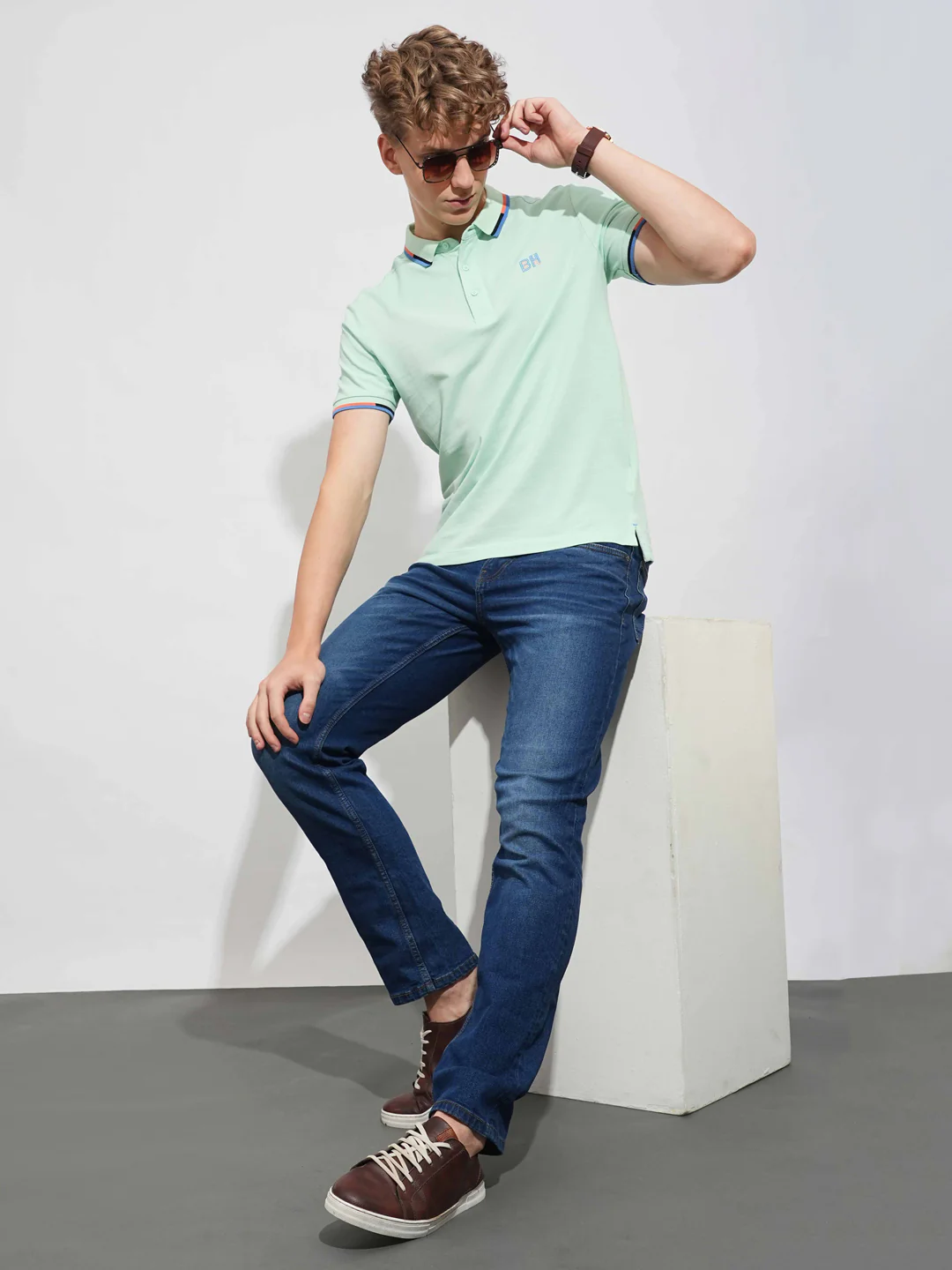 Mint Regular Fit Men's Polo T-Shirt by Being Human Clothing - Image 4
