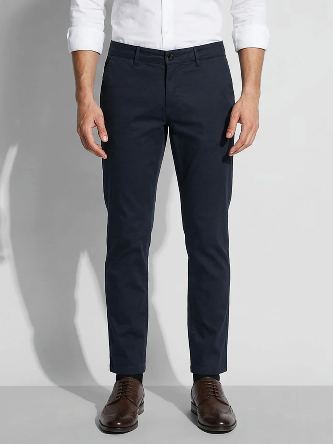 Navy Blue Slim Fit Men's Chinos by Being Human Clothing