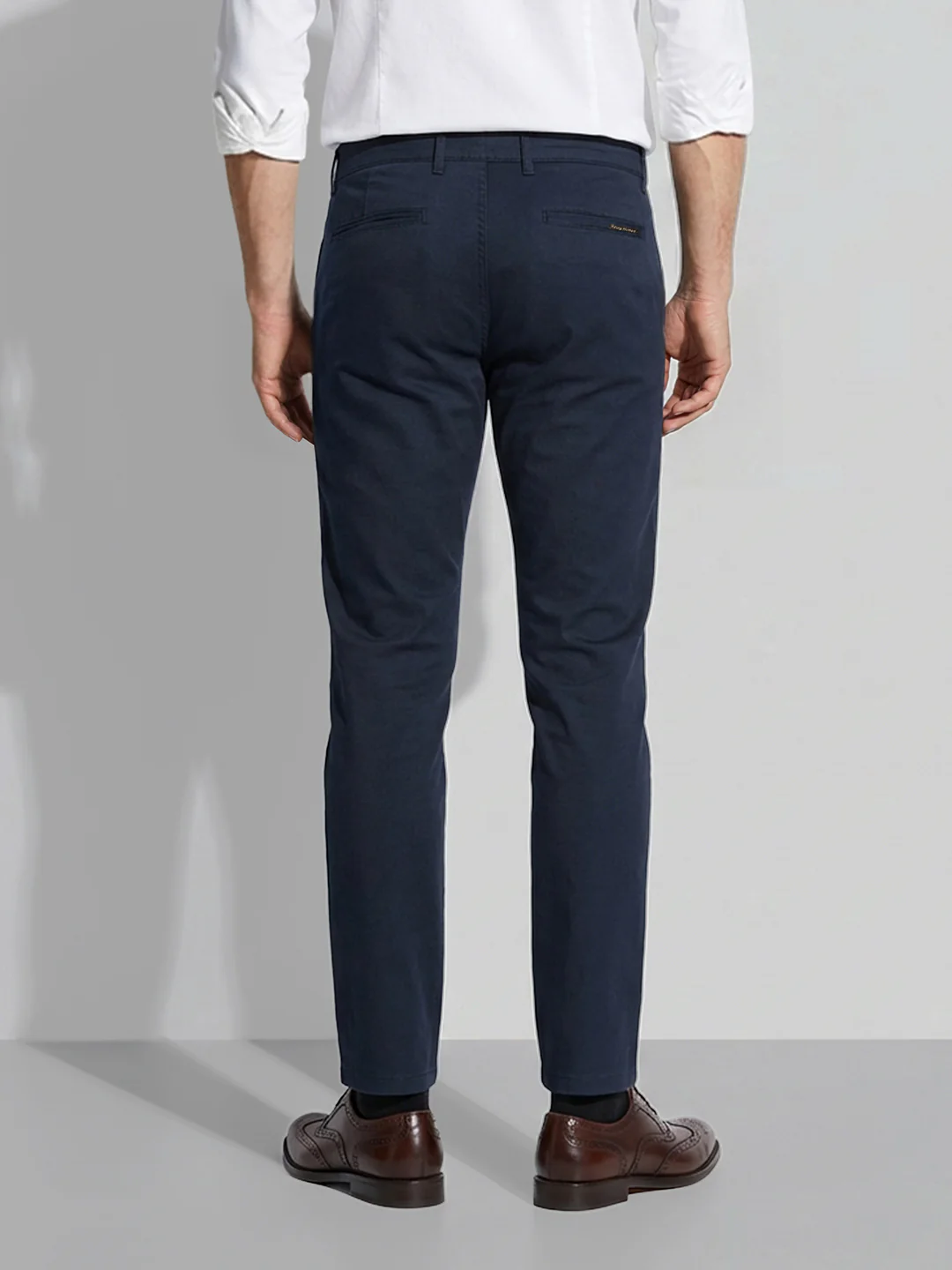 Navy Blue Slim Fit Men's Chinos by Being Human Clothing - Image 3