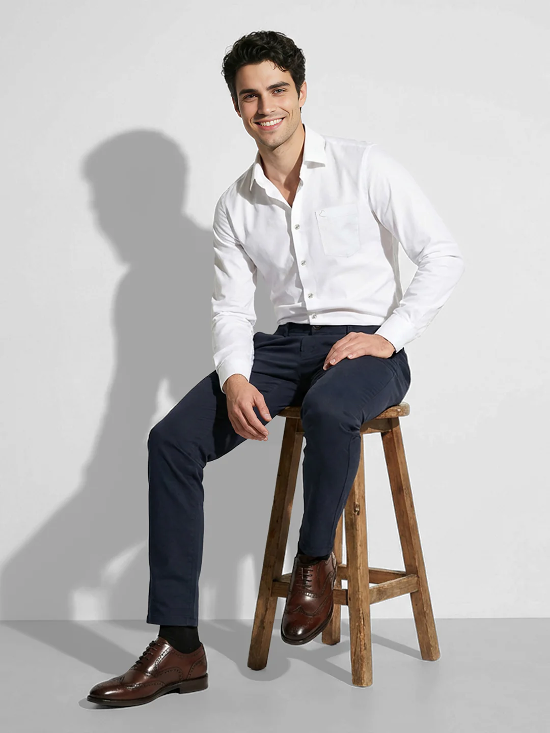 Navy Blue Slim Fit Men's Chinos by Being Human Clothing - Image 4