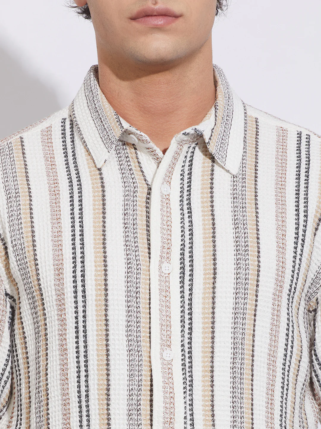 Off White Moderno Fit Regular Collar Shirt for Men by Being Human Clothing - Image 5