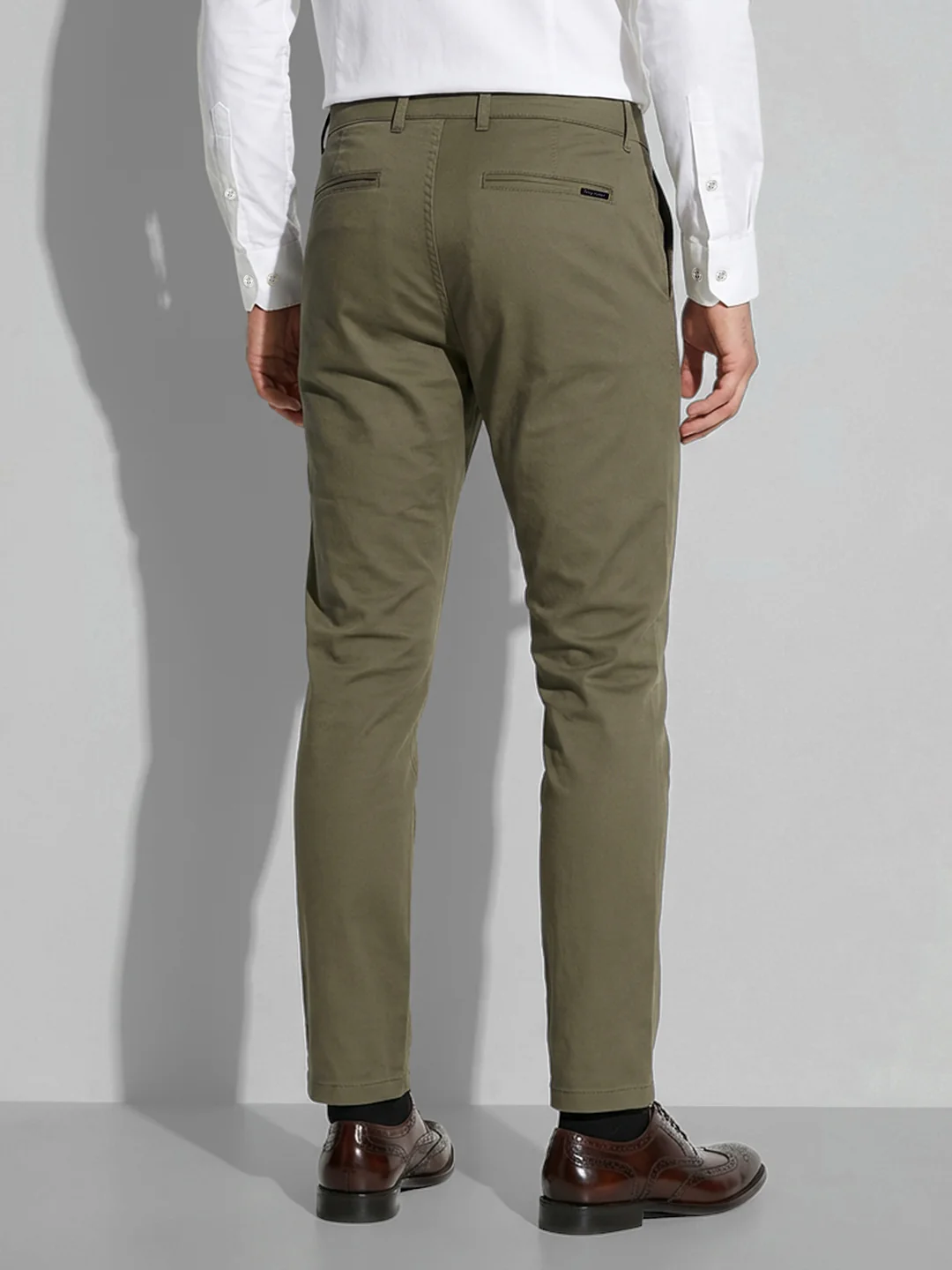 Olive Slim Fit Men's Mid Rise Chinos by Being Human Clothing - Image 3